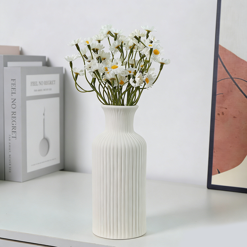 White Scandinavian Creative Ceramic Vase Set of 3 – Modern Decorative Flower Vases for Dry & Fresh Flowers, Tabletop Centerpiece for Dining Room & Living Room