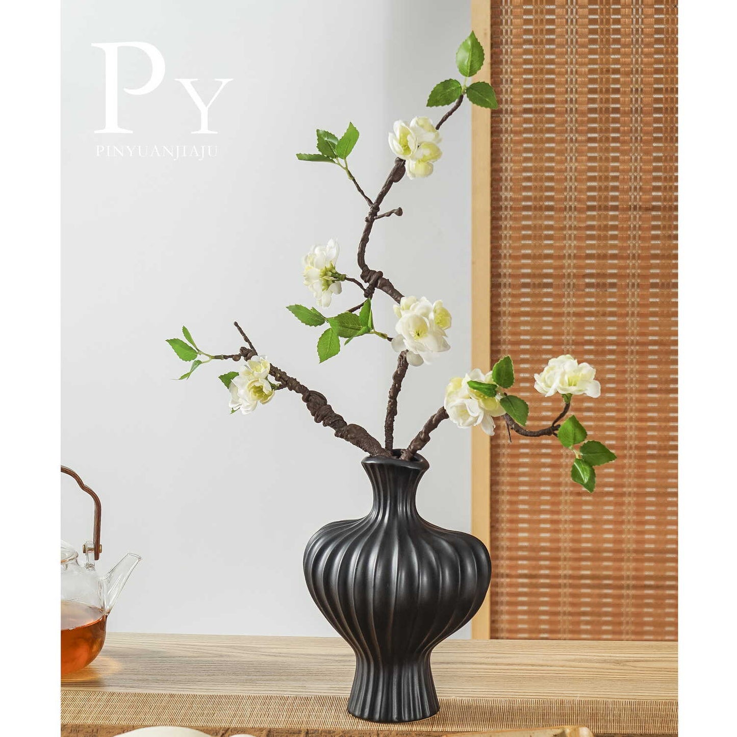 French Mid-Century Ceramic Vase - Elegant Hydroponic Planter & Decorative Flower Vase for Living Room, Home & Office