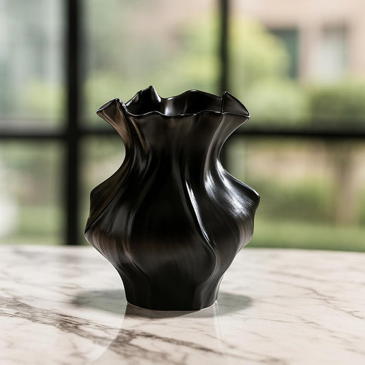 Creative Nordic Ceramic Vase - Textured Decorative Figurine for Living Room, Foyer, Table & Office (For Hydroponics, Dried Flowers & Artificial Plants)