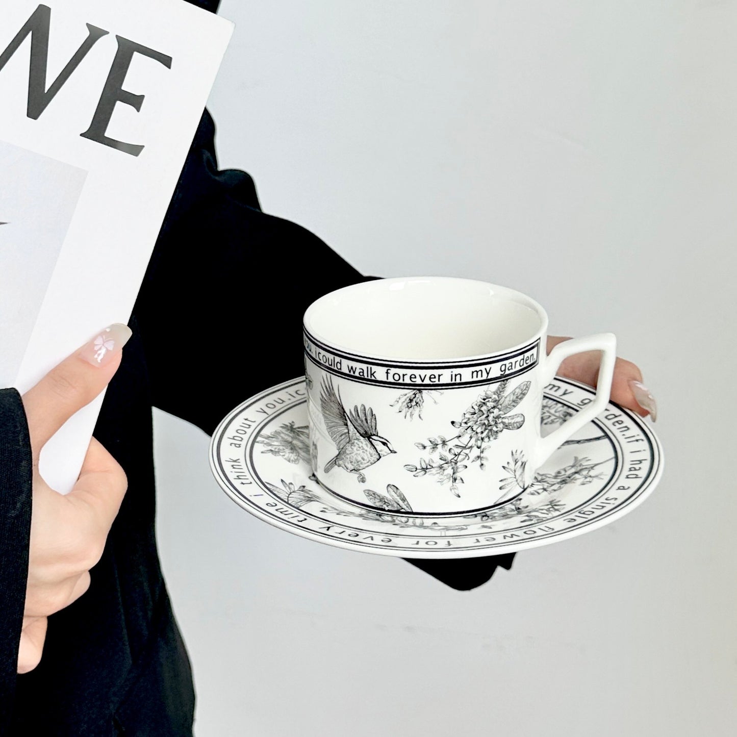 Elegant French Retro Afternoon Tea Set - Floral Coffee Cup and Saucer, Latte Mug