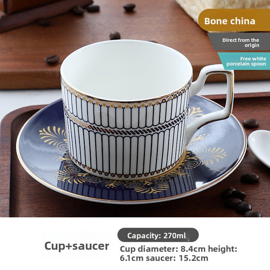 Luxury Bone China Coffee Cup and Saucer Set, Exquisite English Afternoon Tea Set, Ceramic Tea Set with Spoon