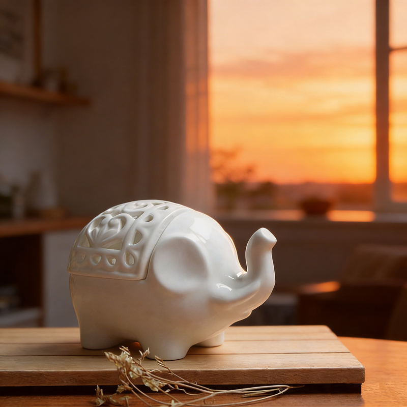 Nordic Style Creative Hollow-out Elephant Figurine | Home Decor Craft | Hot Selling Ceramic Hollow Candle Holder