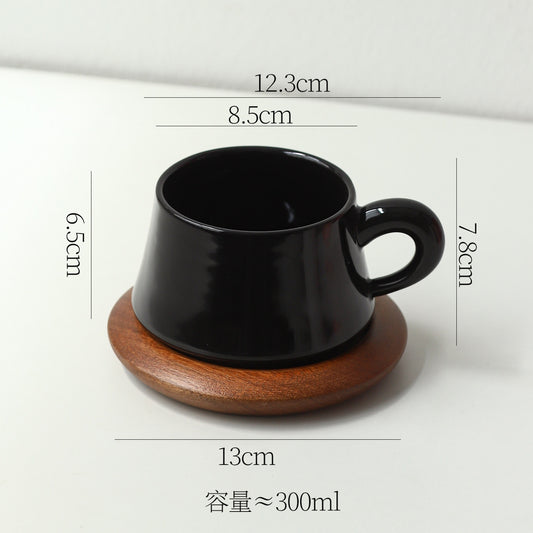 Creamy Style Coffee Cup & Saucer Set - Warm-toned Latte Art Mug, Aesthetic Afternoon Tea Tumbler, Instagrammable Ceramic Mug