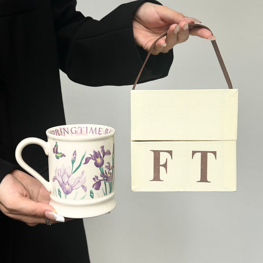 Hand-painted Vintage Floral Ceramic Mug - Mid-Century Style Coffee Cup for Home, Office, or Breakfast