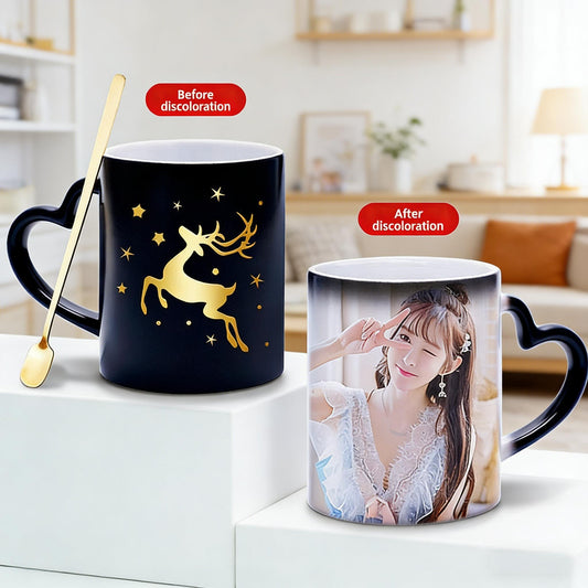 Thermochromic Color Changing Mug - Custom Photo Ceramic Coffee Cup, Personalized Birthday Gift for Her, Him, Women or Men