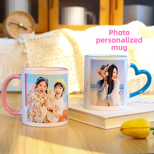Custom Photo Mug, Personalized Ceramic Coffee Cup, Colorful Sublimation Mug with Name/Logo, Couple Birthday Anniversary Gift, Promotional Souvenir