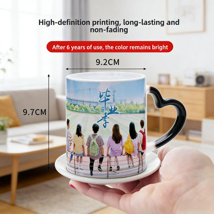 Thermochromic Color Changing Mug - Custom Photo Ceramic Coffee Cup, Personalized Birthday Gift for Her, Him, Women or Men