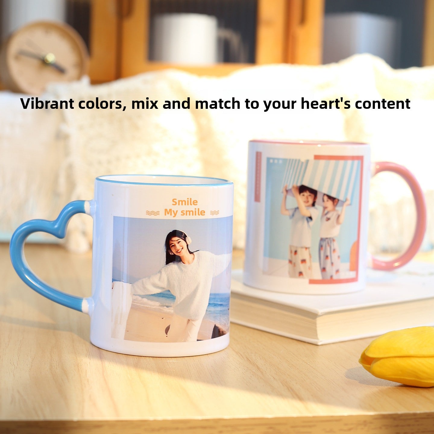 Custom Photo Mug, Personalized Ceramic Coffee Cup, Colorful Sublimation Mug with Name/Logo, Couple Birthday Anniversary Gift, Promotional Souvenir