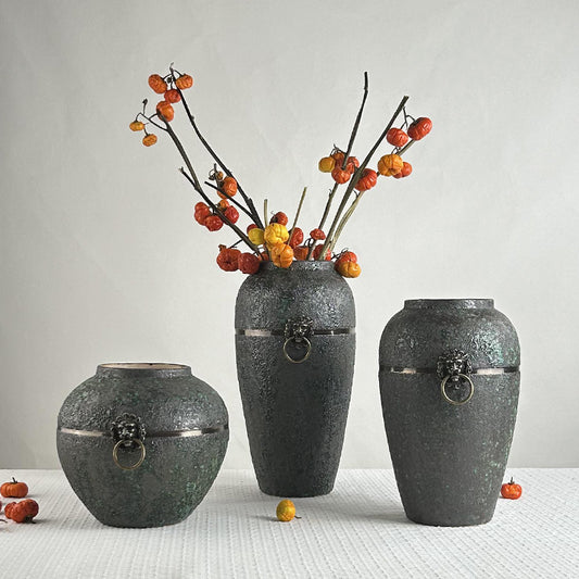 Rustic Unglazed Ceramic Vase - Handcrafted Wabi-Sabi Style for Zen Minimalist Home, Hotel & Hostel Decor (Perfect for Tabletop Floral Arrangements)