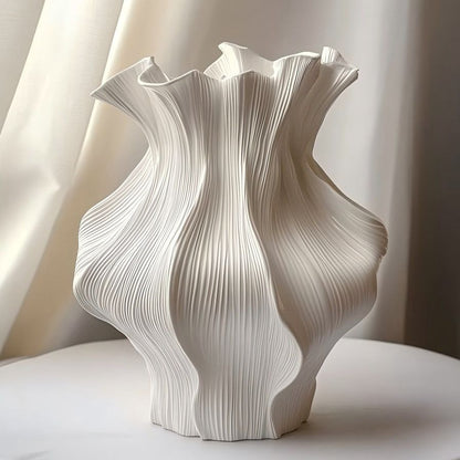 Creative Nordic Ceramic Vase - Textured Decorative Figurine for Living Room, Foyer, Table & Office (For Hydroponics, Dried Flowers & Artificial Plants)