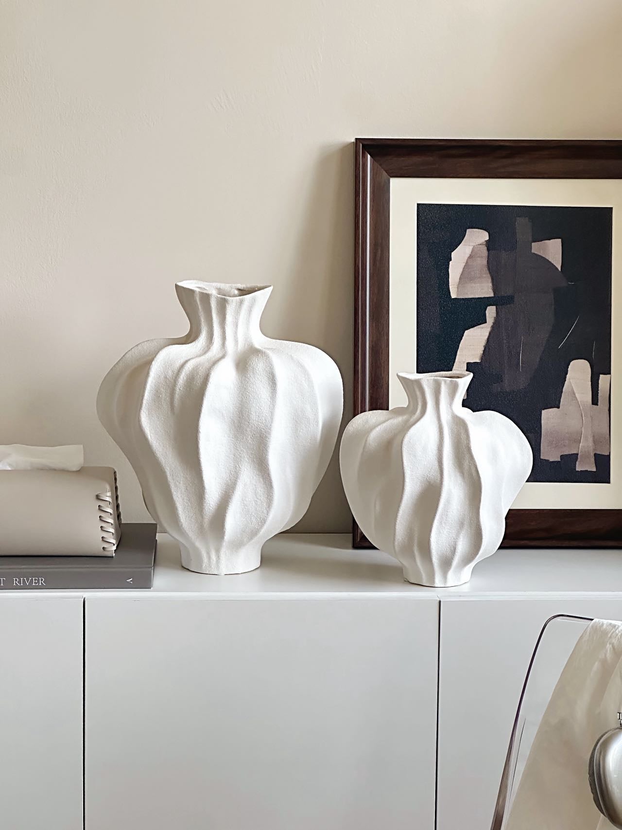 French Mid-Century Ceramic Vase - Elegant Hydroponic Planter & Decorative Flower Vase for Living Room, Home & Office