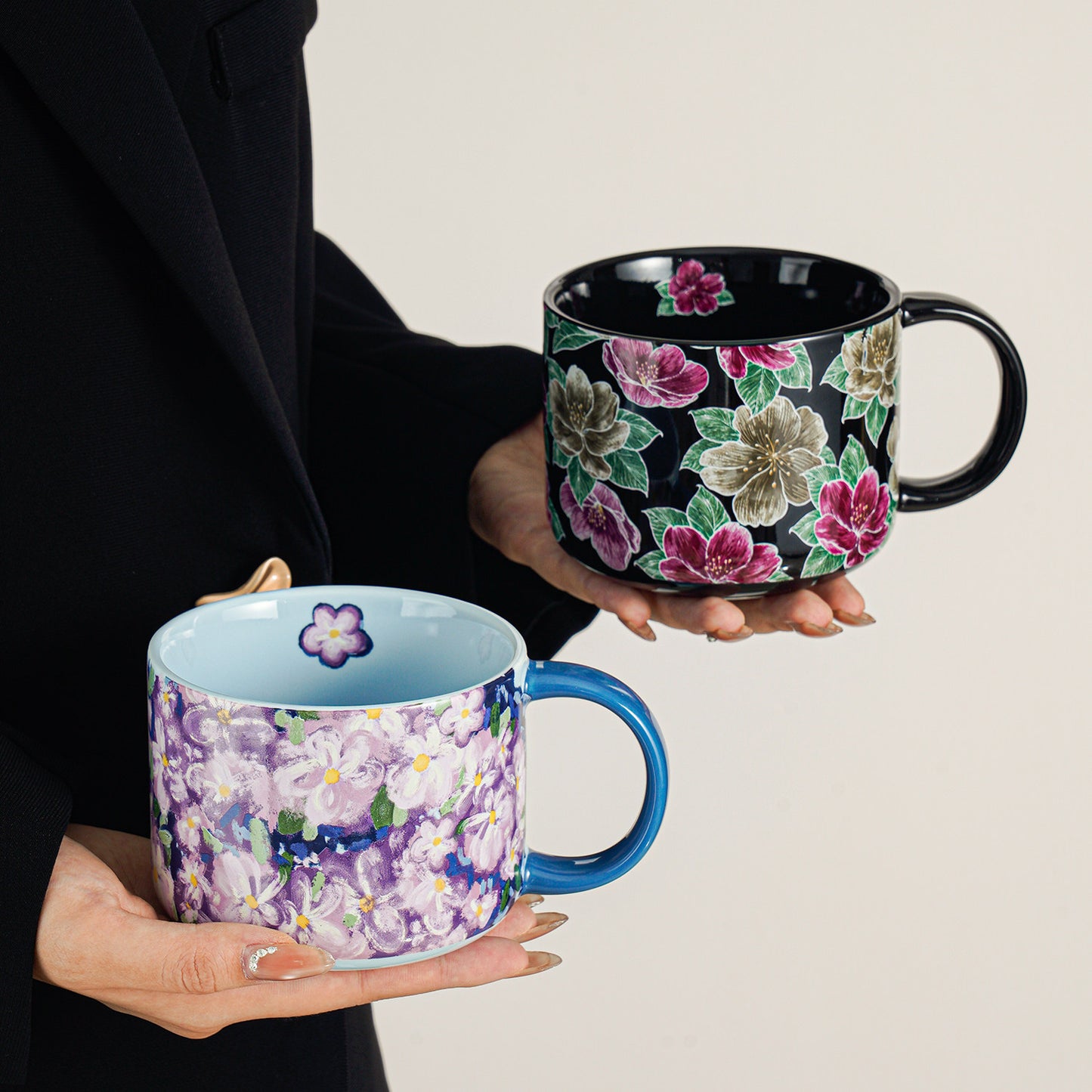 Floral Fantasy Mug - Elegant Ceramic Coffee Cup with Sophisticated Design