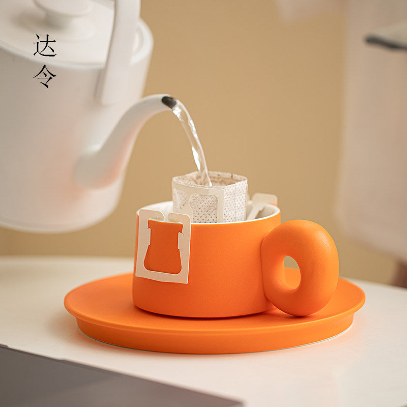 Minimalist Coffee Cup and Saucer Set - Luxury Ceramic Mugs for Home, Tea & Coffee, Private Customization Available