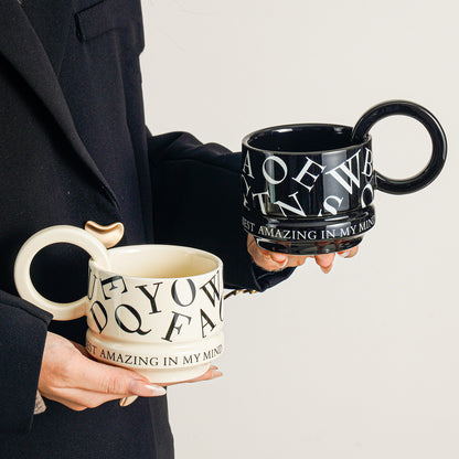 Elevated Couple Mug Set - Premium Delicate Ceramic Coffee Cup for Her, Home & Office Use