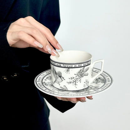Elegant French Retro Afternoon Tea Set - Floral Coffee Cup and Saucer, Latte Mug