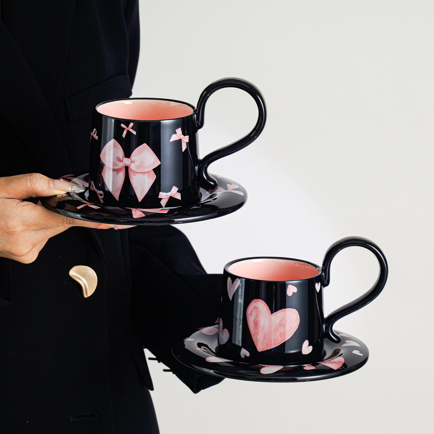 Sophisticated Ceramic Coffee Cup and Saucer Set