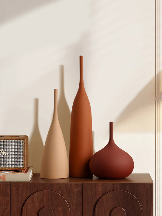 Creative French Vintage Brushed Ceramic Vase - Decorative Figurine for Living Room, TV Stand, Foyer & Buffet (Jingdezhen Porcelain)