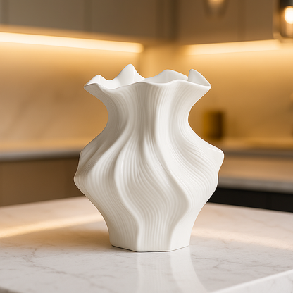 Creative Nordic Ceramic Vase - Textured Decorative Figurine for Living Room, Foyer, Table & Office (For Hydroponics, Dried Flowers & Artificial Plants)