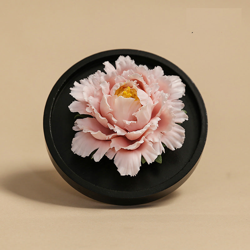 Dehua Peony Ceramic Art Flower - Intangible Cultural Heritage Handmade Ornament (Ideal for Aromatherapy Diffuser, Souvenir, Birthday Gift for Women)