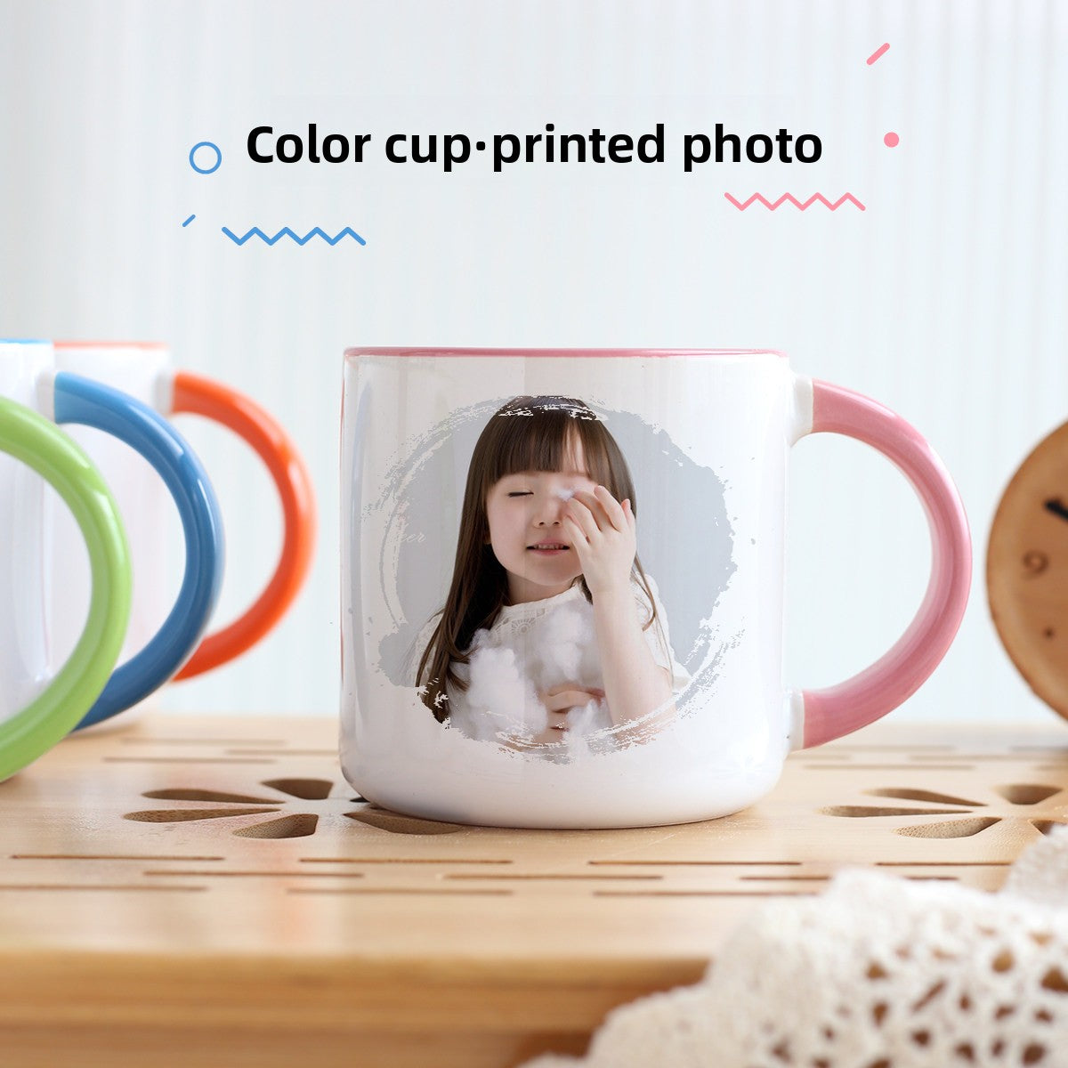 Vibrant DIY Photo Mug - Customizable White Ceramic Cup, Personalized Gift for Couples, Kids & Lovers