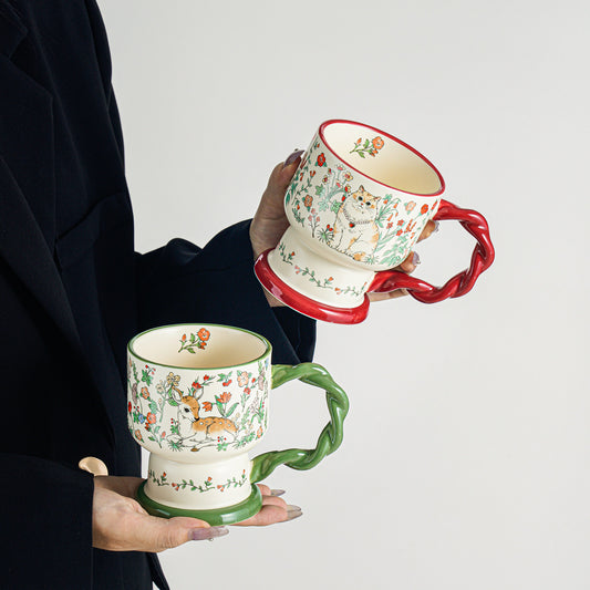 Whimsical Bunny & Floral Mug | Vintage-inspired Ceramic Coffee Cup | Cozy Vibes for Your Home or Desk