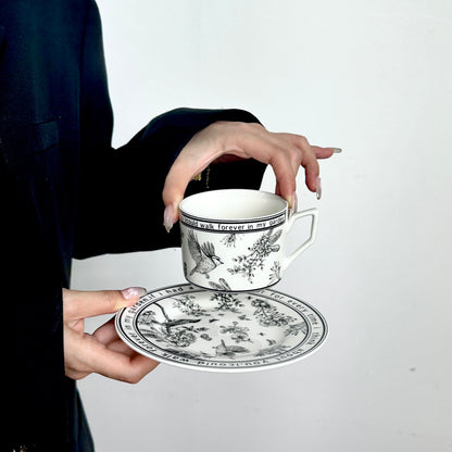 Elegant French Retro Afternoon Tea Set - Floral Coffee Cup and Saucer, Latte Mug