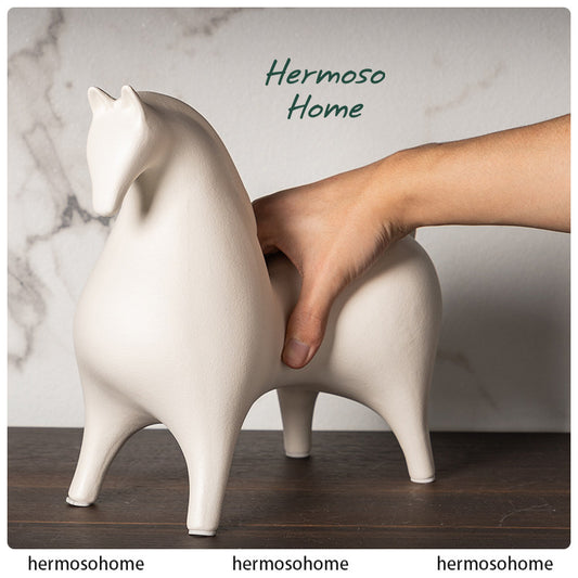 Red Horse Ceramic Ornament - Home Decor for Living Room, Study, or Bar Cabinet