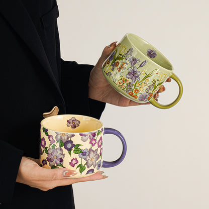 Floral Fantasy Mug - Elegant Ceramic Coffee Cup with Sophisticated Design