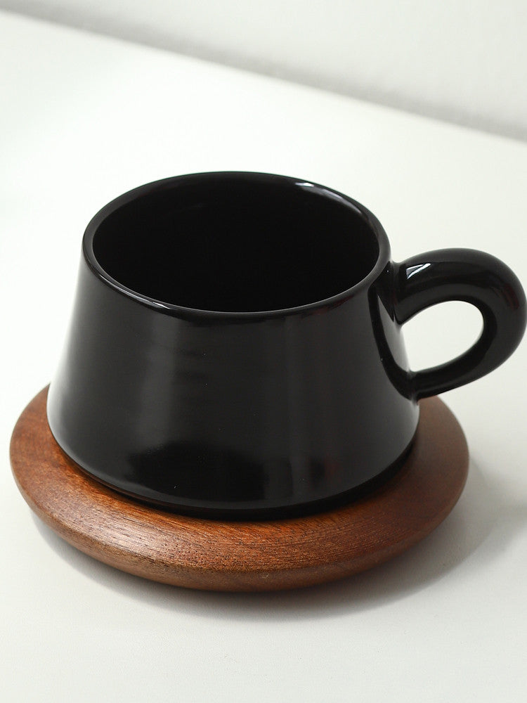 Creamy Style Coffee Cup & Saucer Set - Warm-toned Latte Art Mug, Aesthetic Afternoon Tea Tumbler, Instagrammable Ceramic Mug