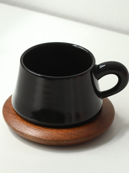 Creamy Style Coffee Cup & Saucer Set - Warm-toned Latte Art Mug, Aesthetic Afternoon Tea Tumbler, Instagrammable Ceramic Mug