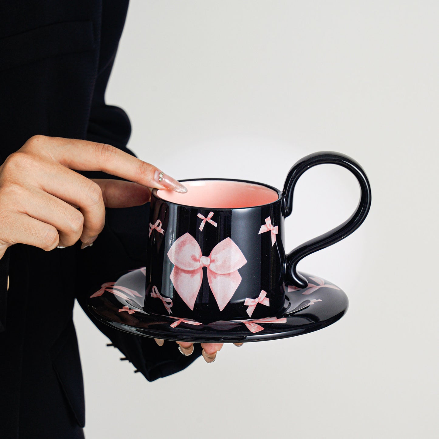 Sophisticated Ceramic Coffee Cup and Saucer Set