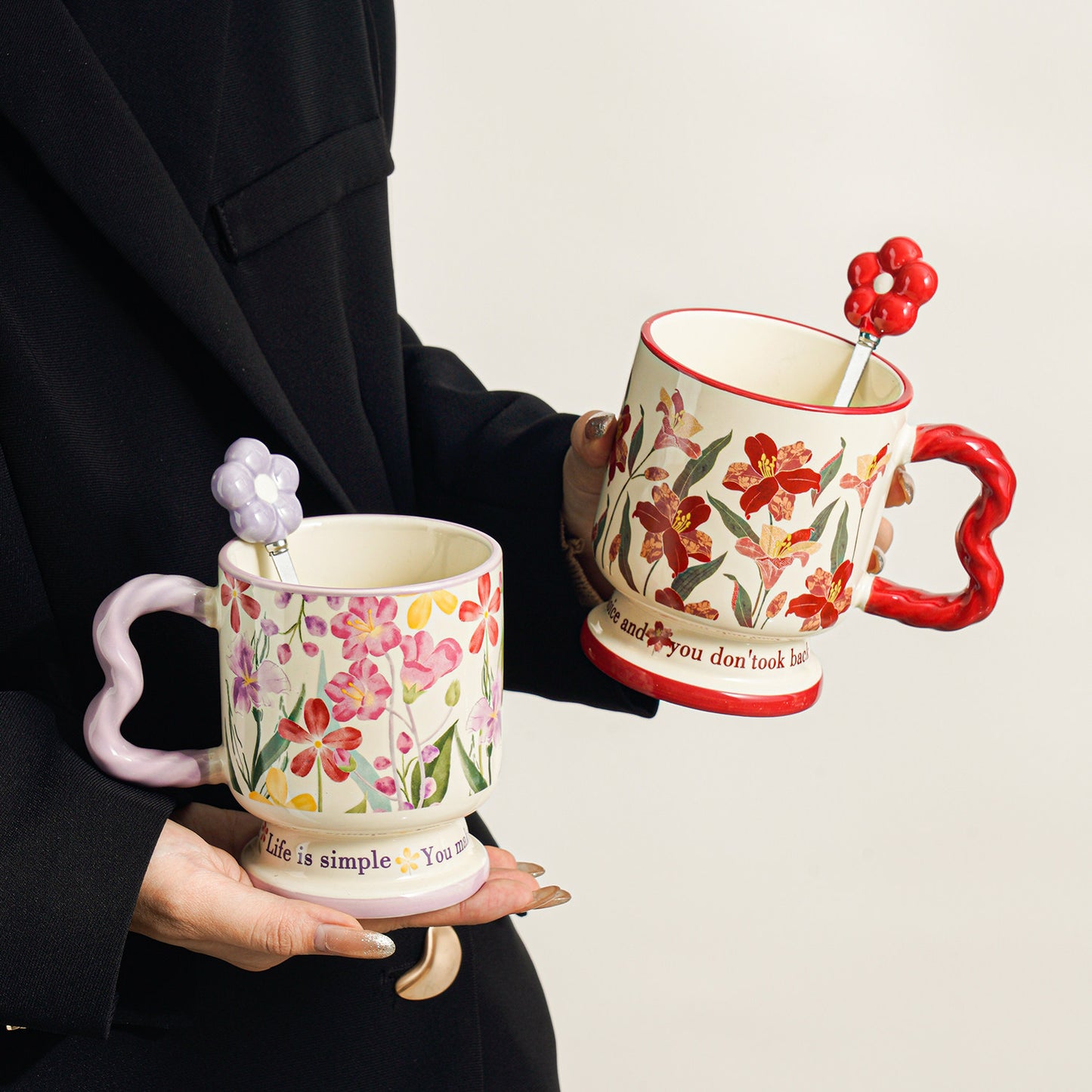 Elegant Floral Coffee Mug Gift Set - Premium Porcelain Tea Cup for Women, Birthday Gift Idea