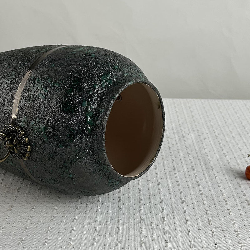 Rustic Unglazed Ceramic Vase - Handcrafted Wabi-Sabi Style for Zen Minimalist Home, Hotel & Hostel Decor (Perfect for Tabletop Floral Arrangements)