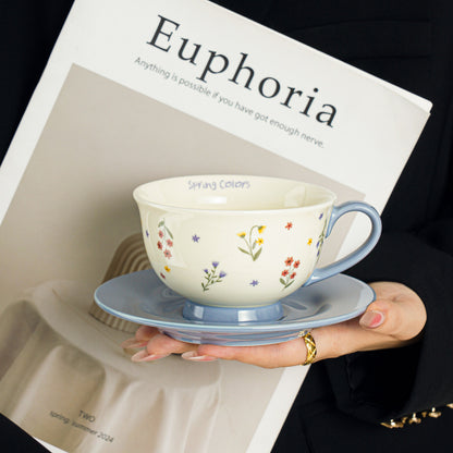 Elegant Ceramic Coffee Cup and Saucer Set - Sophisticated Birthday Gift for Her