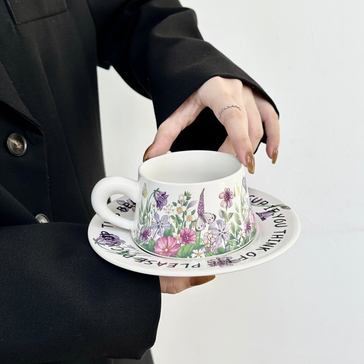 Elegant Coffee Cup and Saucer - Premium Porcelain Mug
