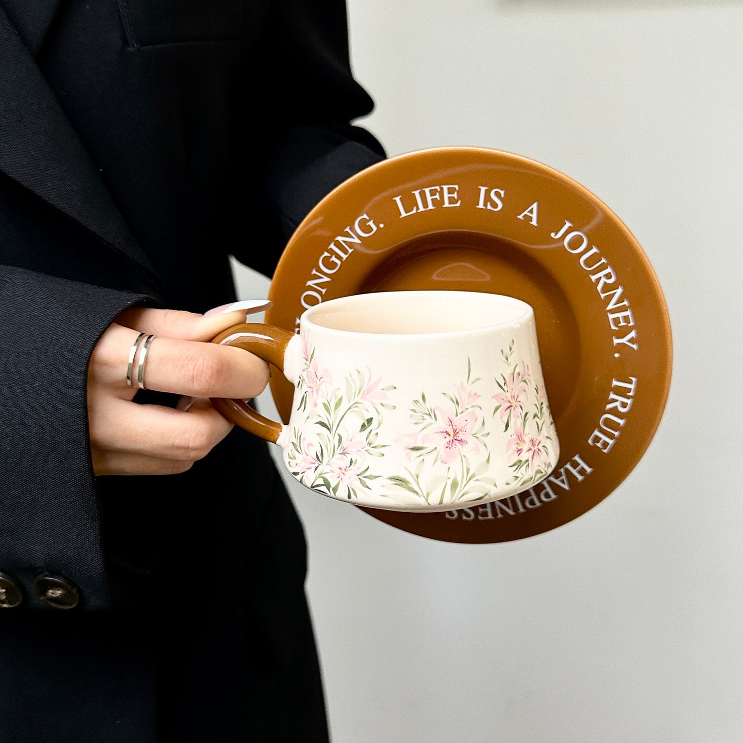 Bestie Gift Mug Set - Cute Ceramic Coffee Cup and Saucer, Perfect Corporate Gift for Women, Client Giveaway, Opening Party