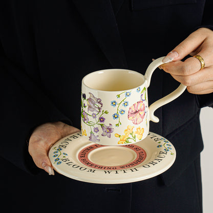Luxury Handcrafted Latte Mugs with Saucer, Afternoon Coffee