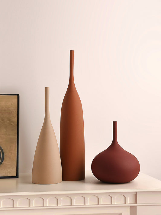 Creative French Vintage Brushed Ceramic Vase - Decorative Figurine for Living Room, TV Stand, Foyer & Buffet (Jingdezhen Porcelain)