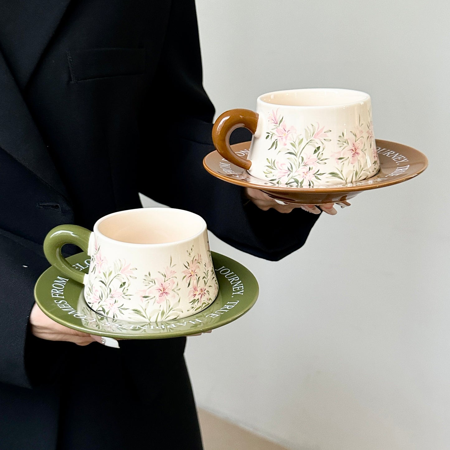 Bestie Gift Mug Set - Cute Ceramic Coffee Cup and Saucer, Perfect Corporate Gift for Women, Client Giveaway, Opening Party