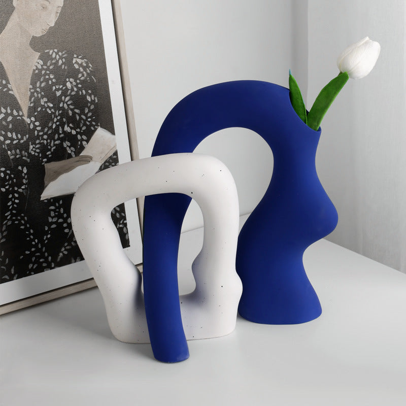 Unique Ceramic Irregular Vase | Sculptural Art Decor for Living Room, TV Stand, Bar Cart | Modern Home Accents for Tabletop Display