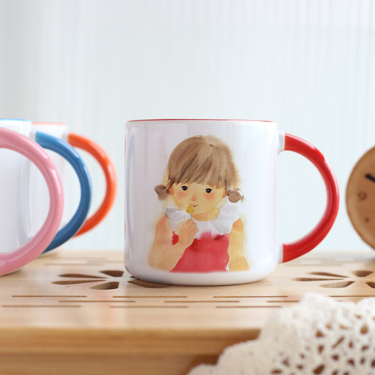 Vibrant DIY Photo Mug - Customizable White Ceramic Cup, Personalized Gift for Couples, Kids & Lovers