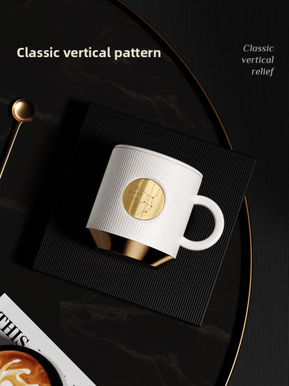Custom Name Zodiac Mug - Ceramic Coffee Cup with Lid and Spoon, Gift Box Set, Engraved Birthday Present, Souvenir for Couples