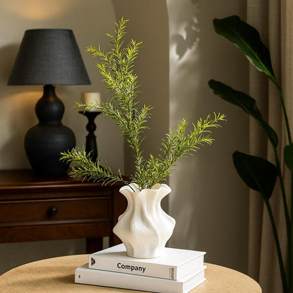 Creative Nordic Ceramic Vase - Textured Decorative Figurine for Living Room, Foyer, Table & Office (For Hydroponics, Dried Flowers & Artificial Plants)