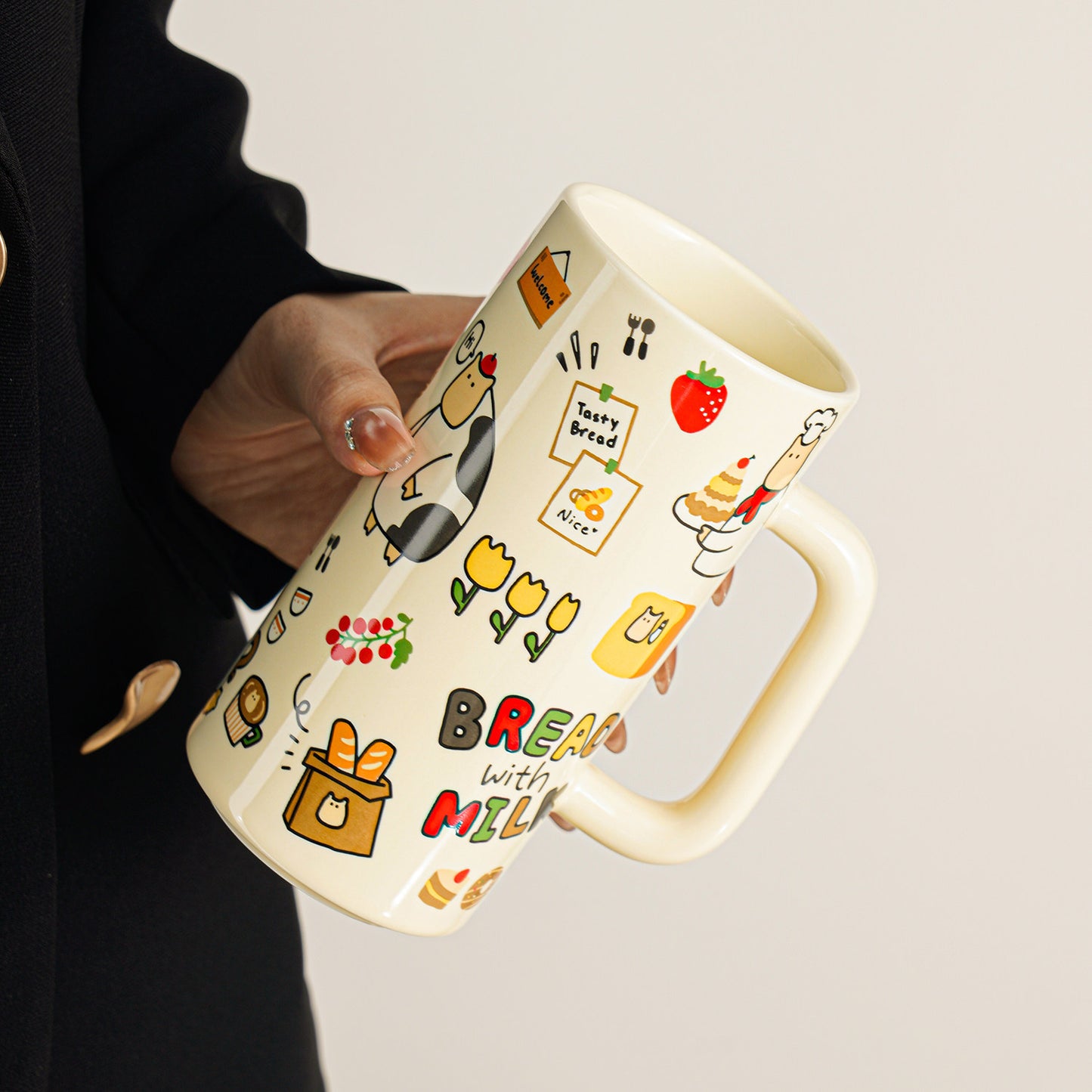 Elevated Graffiti Ceramic Mug - High-End Large Capacity Coffee Cup