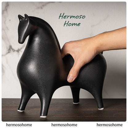 Red Horse Ceramic Ornament - Home Decor for Living Room, Study, or Bar Cabinet