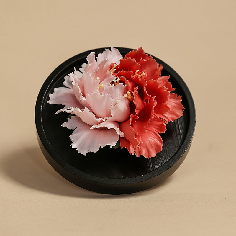 Dehua Peony Ceramic Art Flower - Intangible Cultural Heritage Handmade Ornament (Ideal for Aromatherapy Diffuser, Souvenir, Birthday Gift for Women)