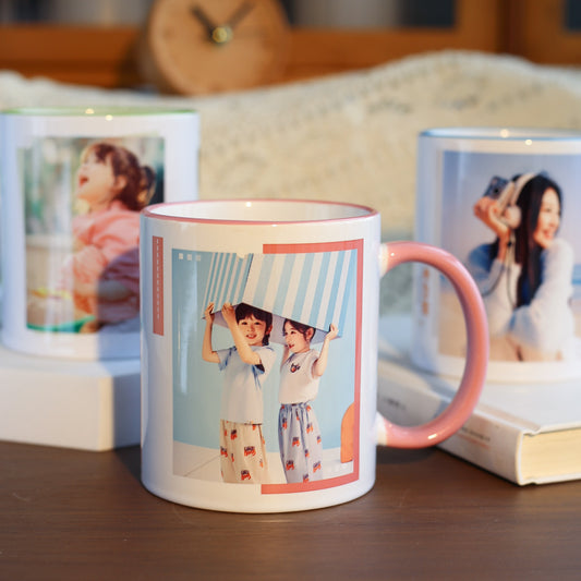 Custom Photo Mug, Personalized Ceramic Coffee Cup, Colorful Sublimation Mug with Name/Logo, Couple Birthday Anniversary Gift, Promotional Souvenir