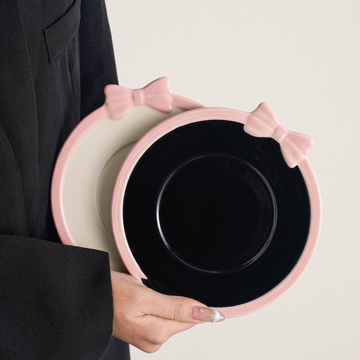 Elegant Bowknot Coffee Cup and Saucer Set - Premium Porcelain Tea Latte Glasses, Gift for Women