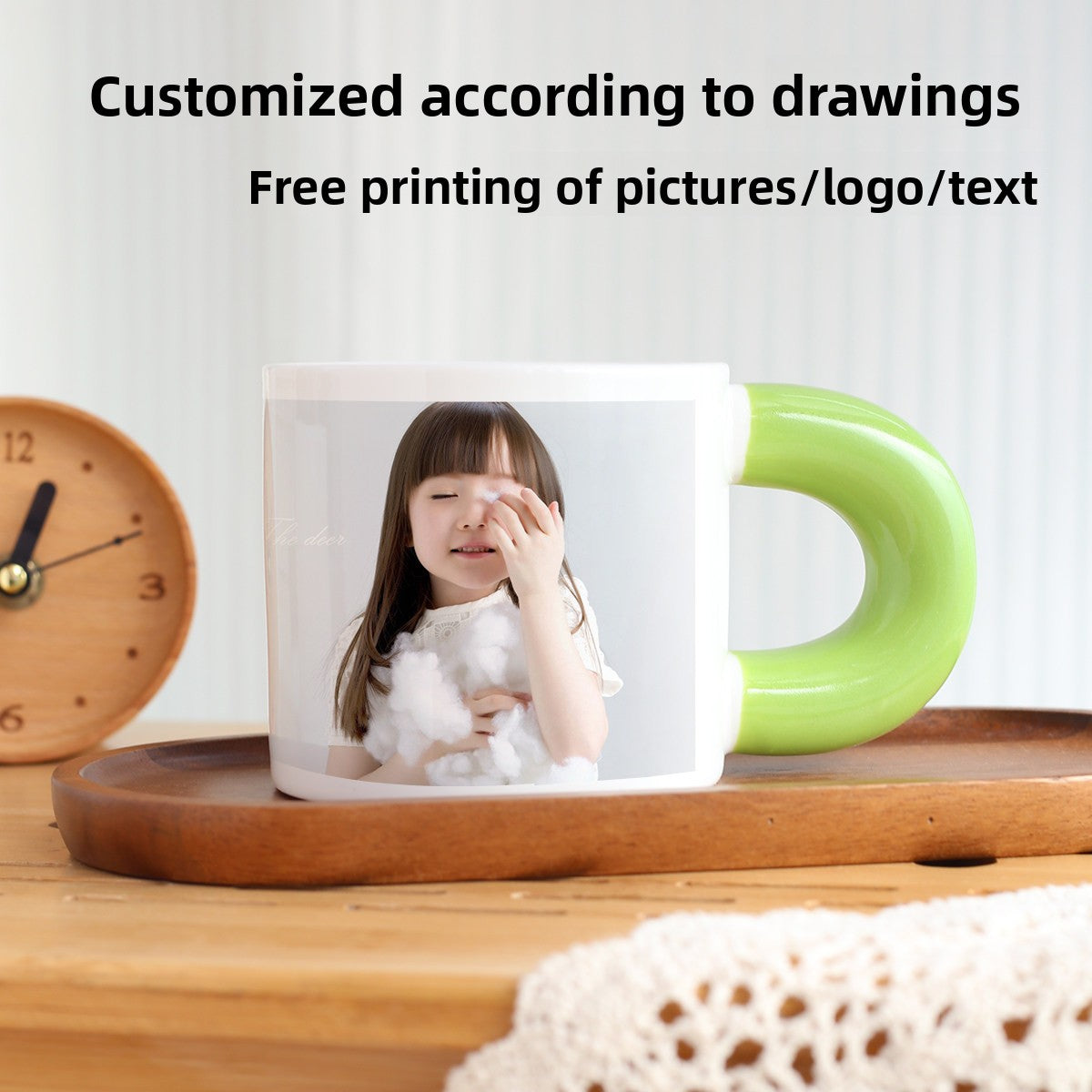 Custom Photo Mug - Cute Fat-Handle Cup (Personalized Couple & Kids Gift)