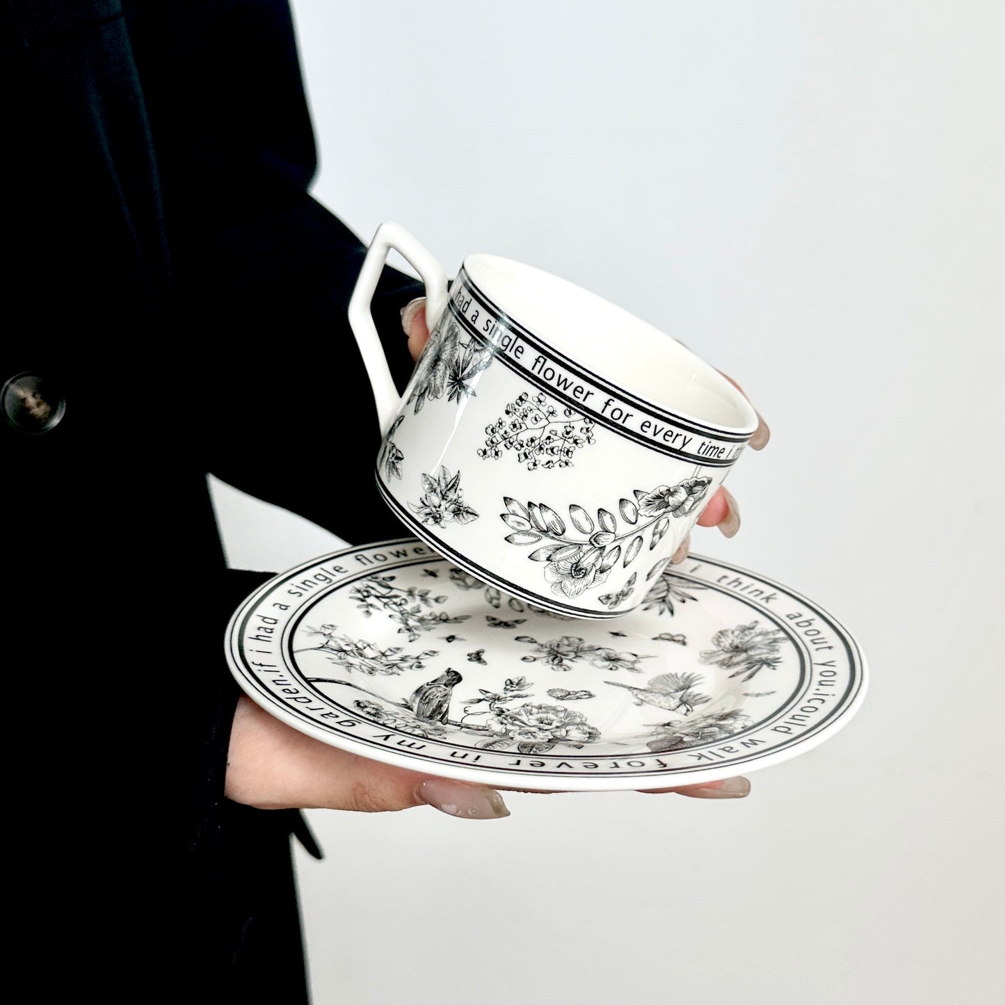 Elegant French Retro Afternoon Tea Set - Floral Coffee Cup and Saucer, Latte Mug